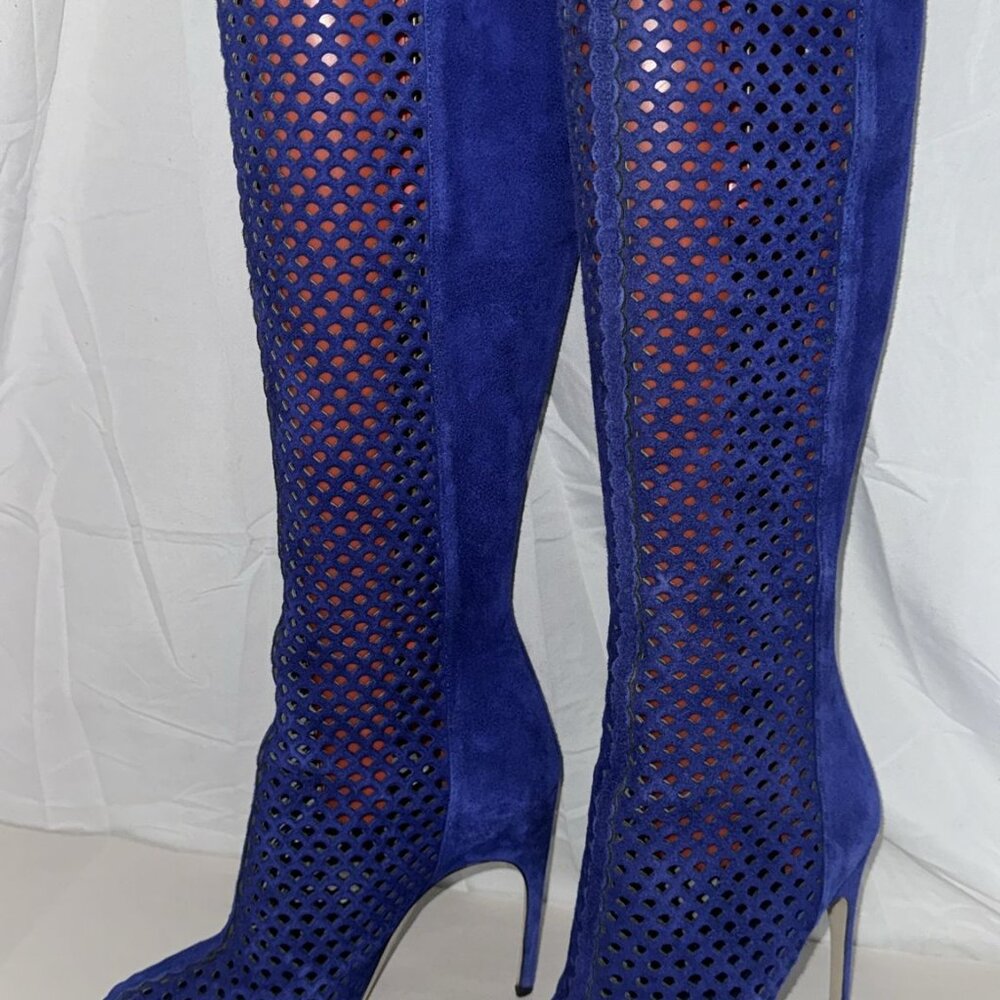 Sergio Rossi Blue Over the Knee Boots